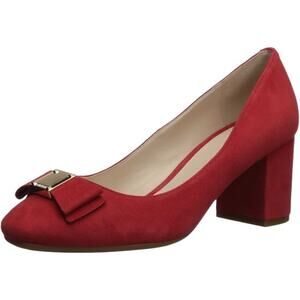 Cole Haan Tali bow red suede pumps block heels sz 9 SH131